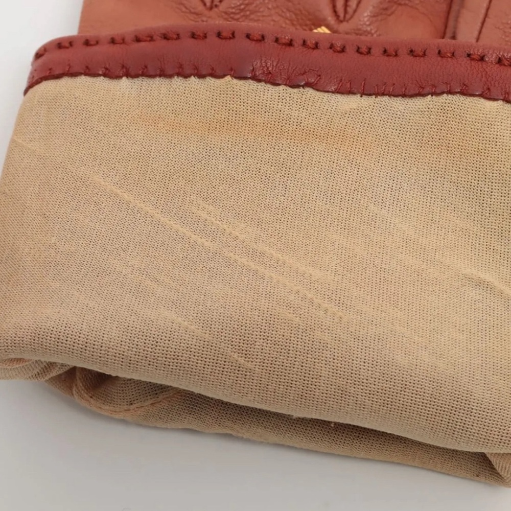 Hermes Lambskin Soya Kelly Lock Gloves Brown Gold - Picture 5 of 9